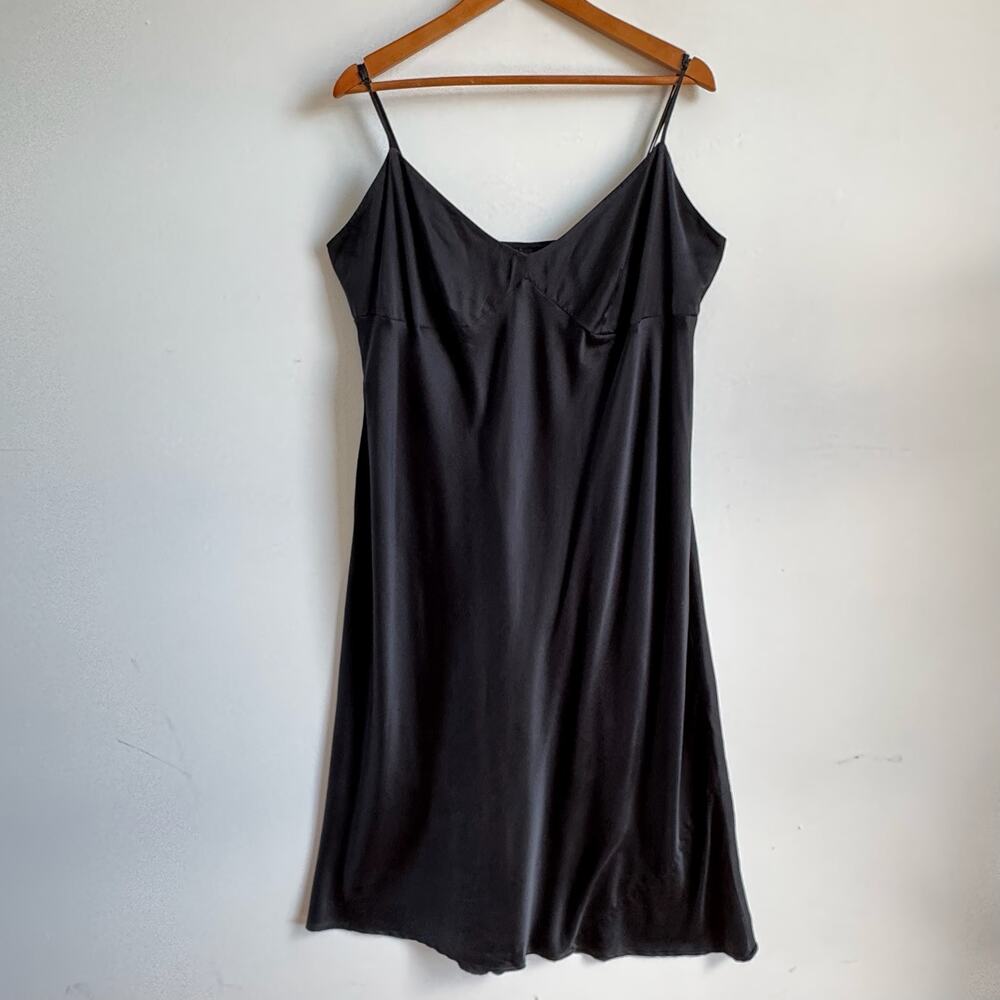 SKIMS Slinky Black Stretch Silk Midi Slip Dress